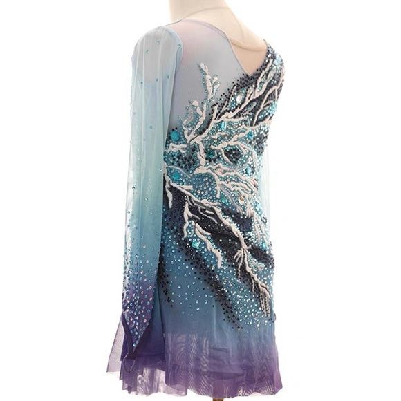 New Figure Skating Dress Size 8 (4~6T) with Hair Scrunchies 110~120cm - Picture 5 of 6